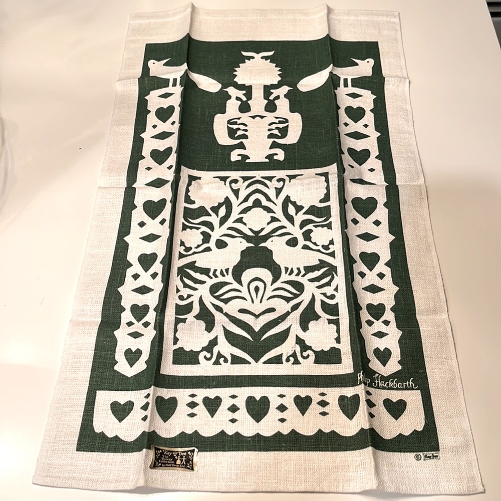 Vintage Kay Dee Green and White Tea Towel by Half Drop Ltd